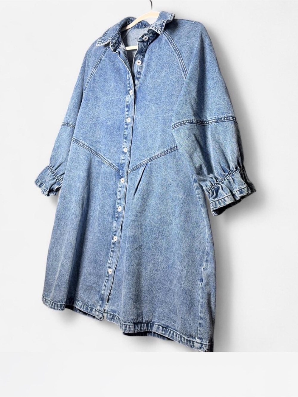 SHEIN Light Blue Denim Maxi Shirt Dress